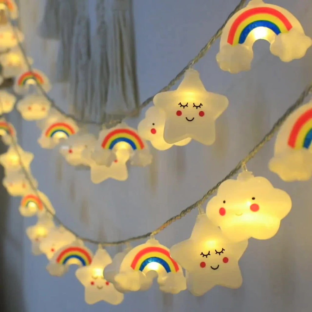 1PACK Rainbow, Star & Cloud String Lights, LED Decorative Fairy Light, Battery Powered Twinkle Lights for Party & Bedroom Decor