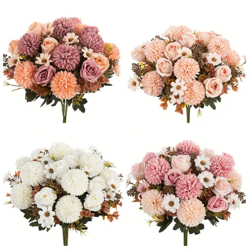 Simulated silk chrysanthemum roses, weddings, Valentine's Day, Eid al Fitr, Mother's Day, home decor, outdoor garden accessories
