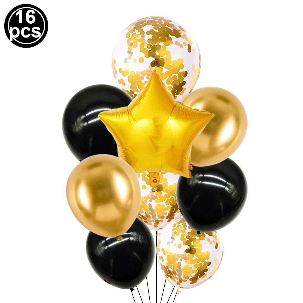 12inch Eid Mubarak Party Decorations Happy Eid al-Fitr Latex Balloons Gold Purple Black Moon Castle Print Confetti Balloons