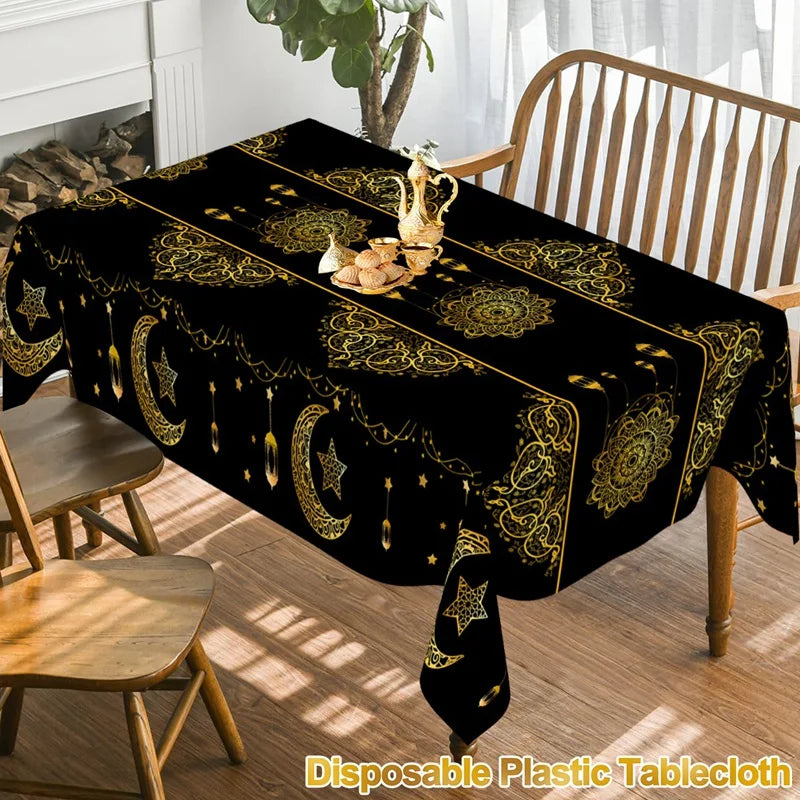 Eid Mubarak Tablecloths Ramadan Decoration for Home 2026 Islamic Muslim Party Decor Ramadan Tableware Supplies Eid Al Adha Gift