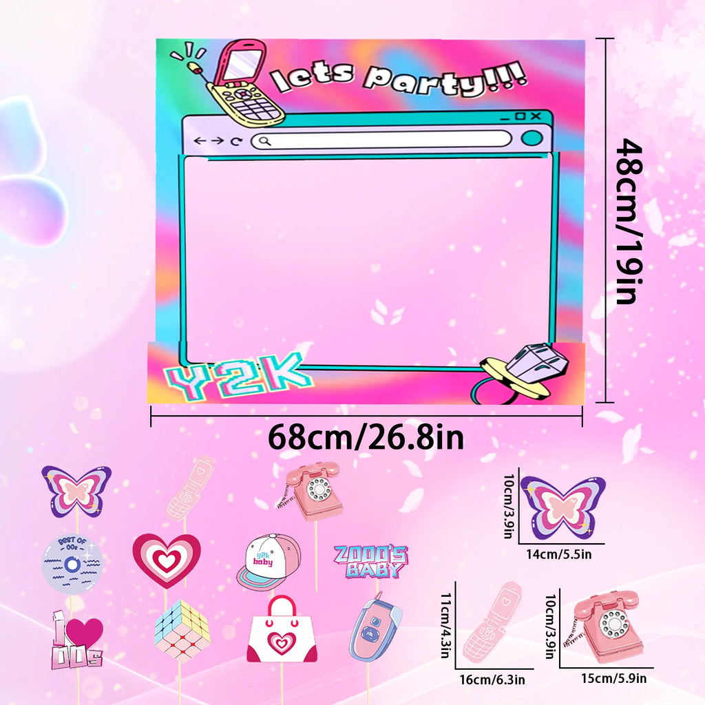LaVenty Y2K Party Decoration Y2K Party Photo Booth Props Frame