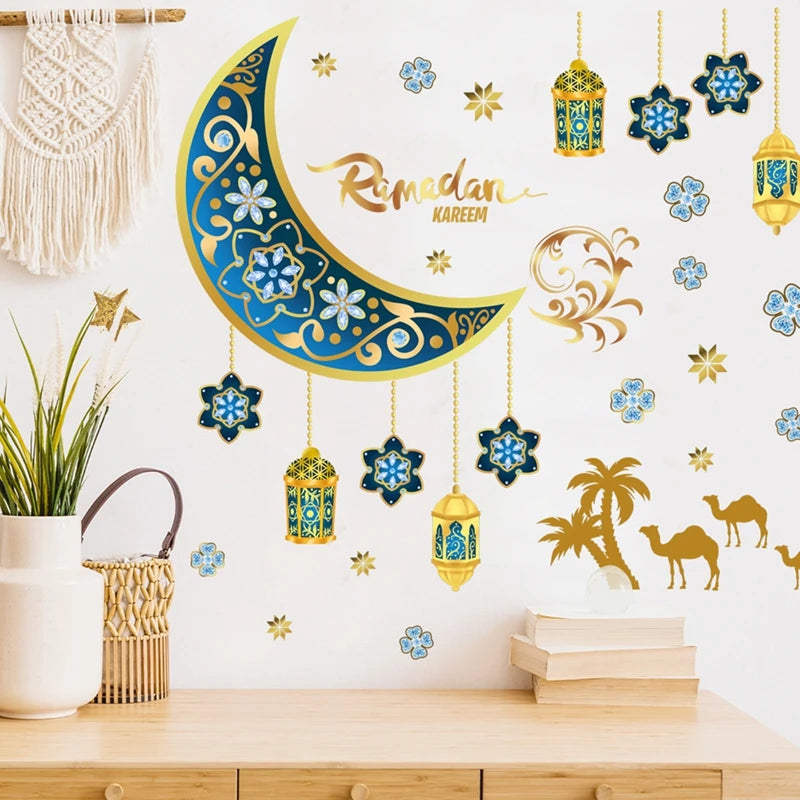 Eid Mubarak Wall Stickers Kareem Ramadan Decoration 2025 For Home Islamic Muslim Party Decor Mubarak Ramadan Window Sticker Gift