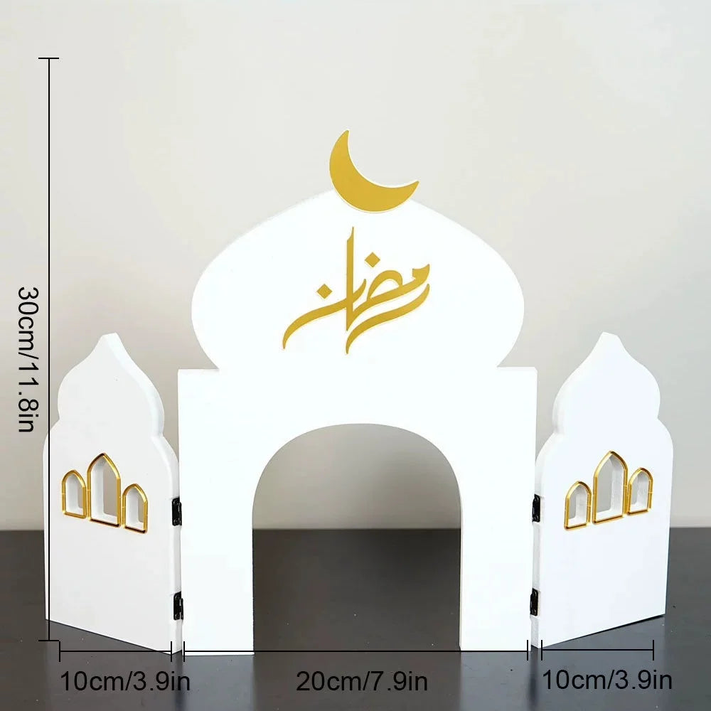 Umrah Arch Decoration Eastern Calendar Festival PVC Desktop Home Decor Calendar Stand 2026 Happy Days Of Ramadan Party DIY