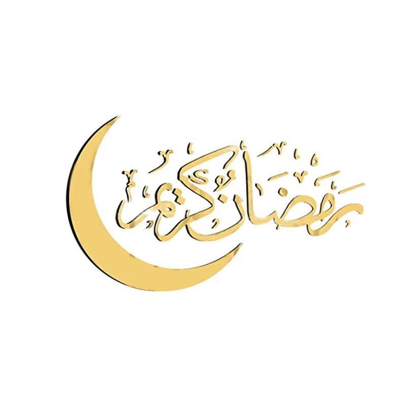 Eid Mubarak Decoration Acrylic Mirror Gold And Silver Black Moon Wall Sticker Islamic Ramadan Kareem Muslim Living Room Decor