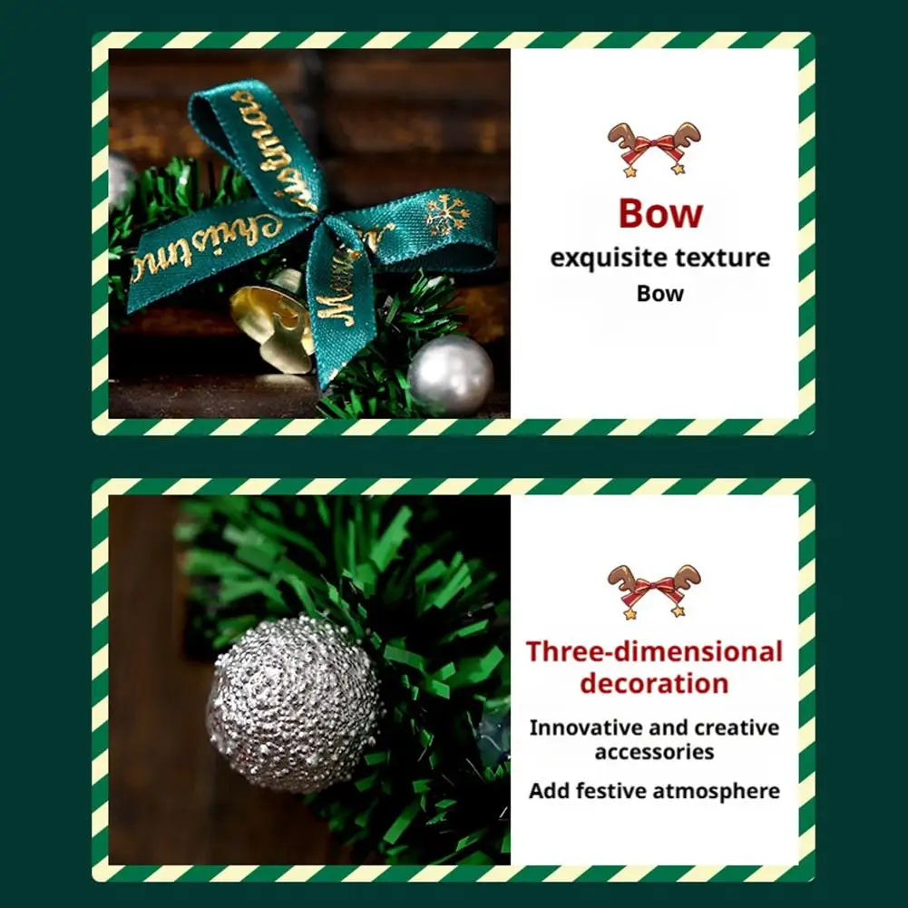 Christmas Atmosphere Bells 5pcs Set Mini Tree Window Hanging Ornaments With Wreath Party Decorations