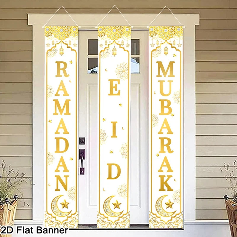 Eid Mubarak Door Banner Ramadan Decoration 2026 for Home Mubarak Ramadan Kareem Islamic Muslim Party Decor Eid Al Adha Gifts