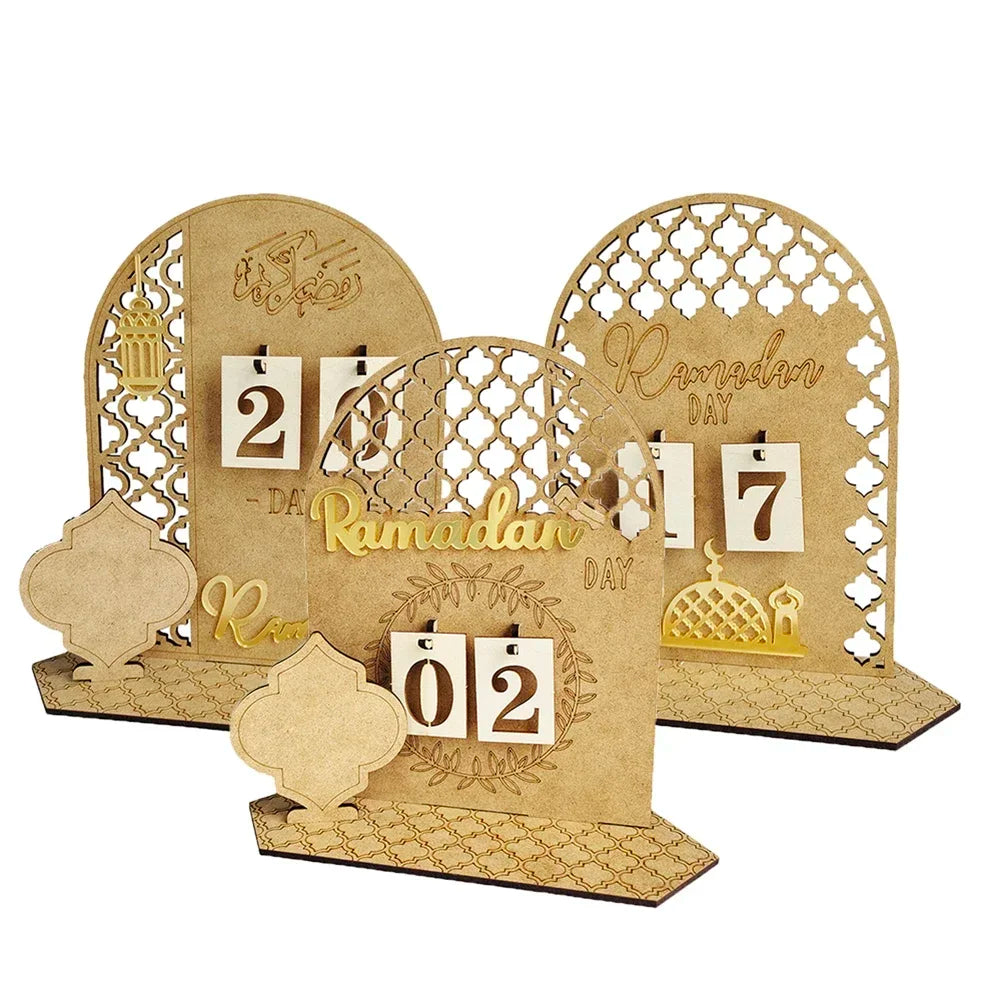 Eid Mubarak Countdown Calendar Wooden Ramadan Decoration 2026 Calendar Eid Mubarak Decoration Eid Countdown Ornament for Home
