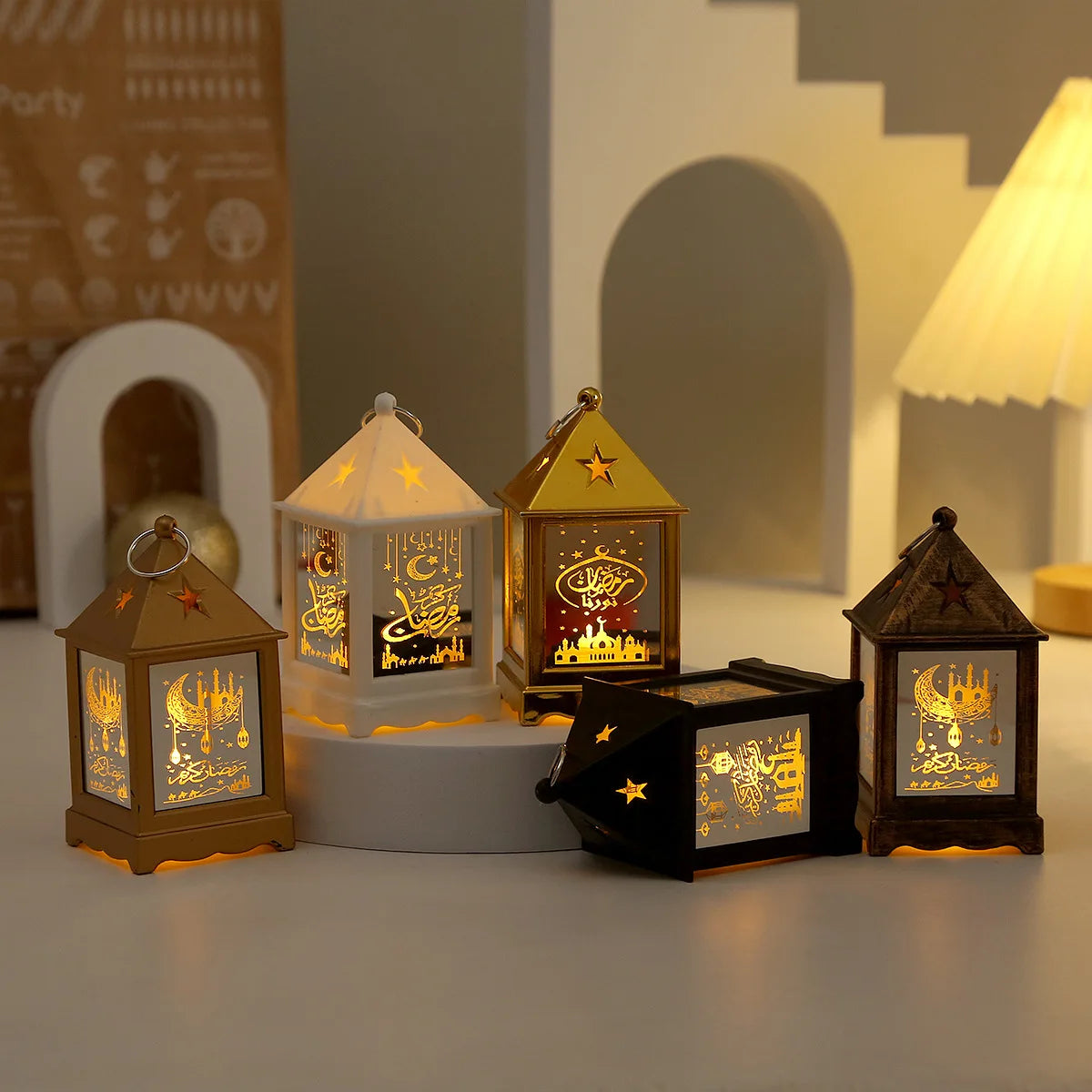 2025 Eid Mubarak Wind Lantern Ornaments Ramadan Led Portable Lamp Eid Al Adha Gifts Muslim Gurbang Ramadan Decoration for Home
