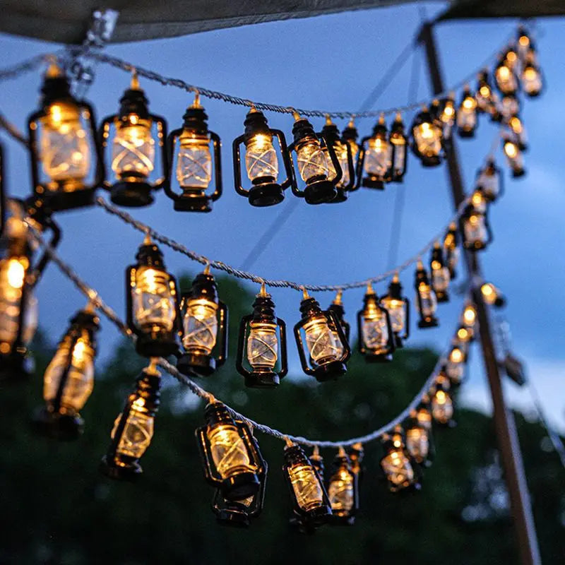 Black Lantern LED String Lights Mini Lamp for Indoor Outdoor Patio Garden Holiday Home Ramadan Wedding Party 481