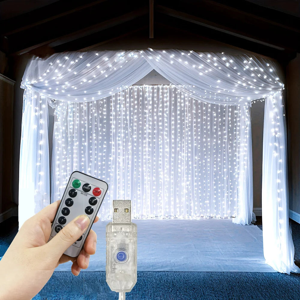 2026 Valentine's Day Fairy Lights 3/4/6m Festoon Eid Mubarak Wedding Window Room Ramadan Decoration LED Curtain Garland USB Plug