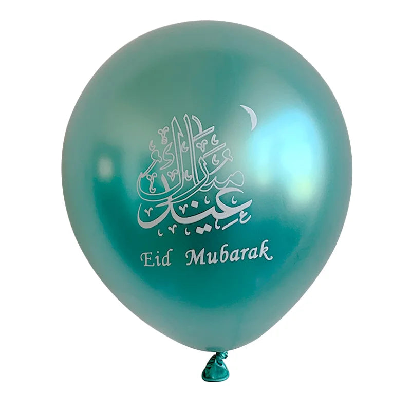 10pcs Eid Mubarak Latex Balloons Ramadan Kareem Decoration Metallic Chrome Balloon For Home Muslim Islamic Festival Party Decor