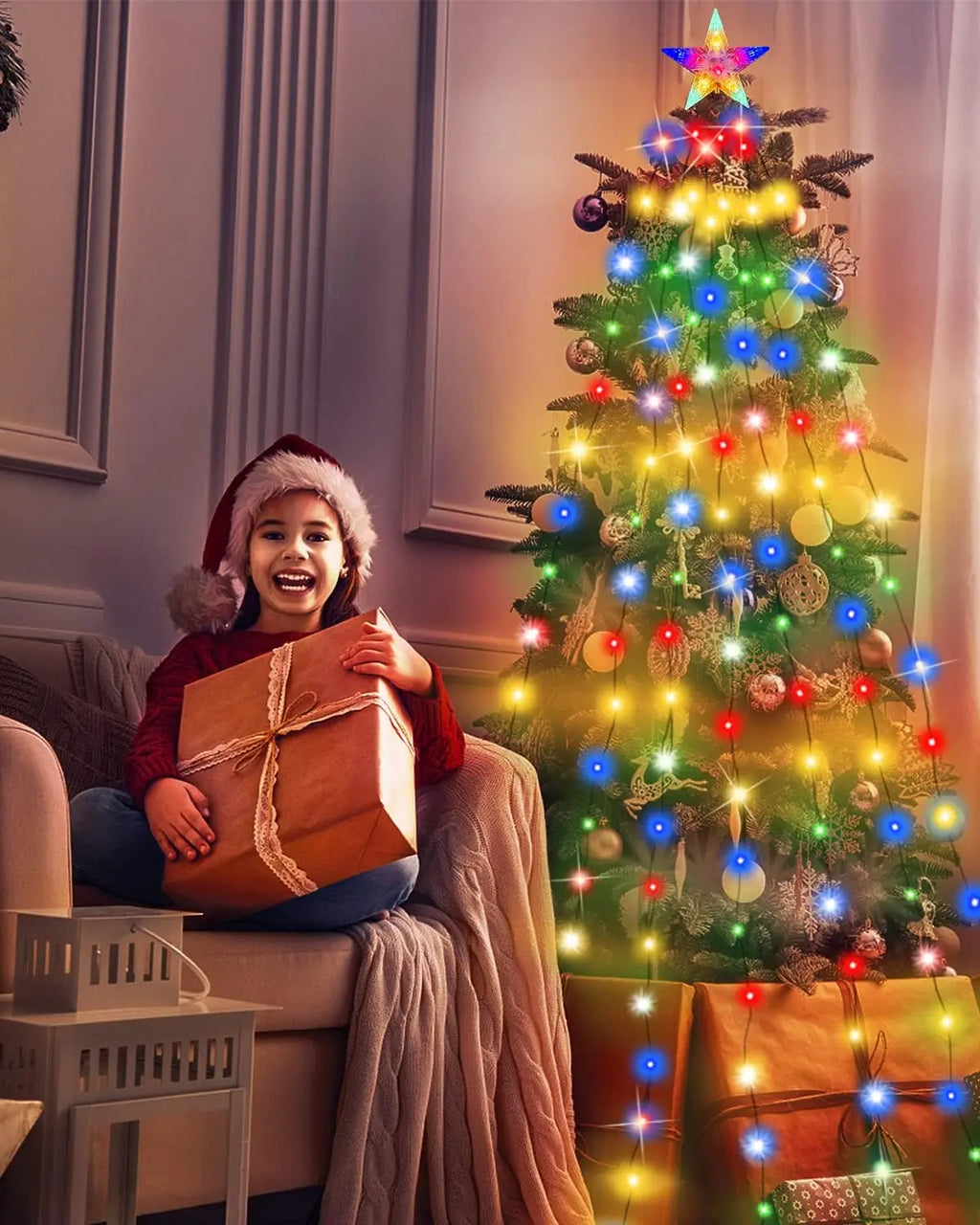 2.1M Christmas Tree LED String Lights App Control Garland LED Star String Waterfall DIY Xmas Tree Lights Festival Decoration