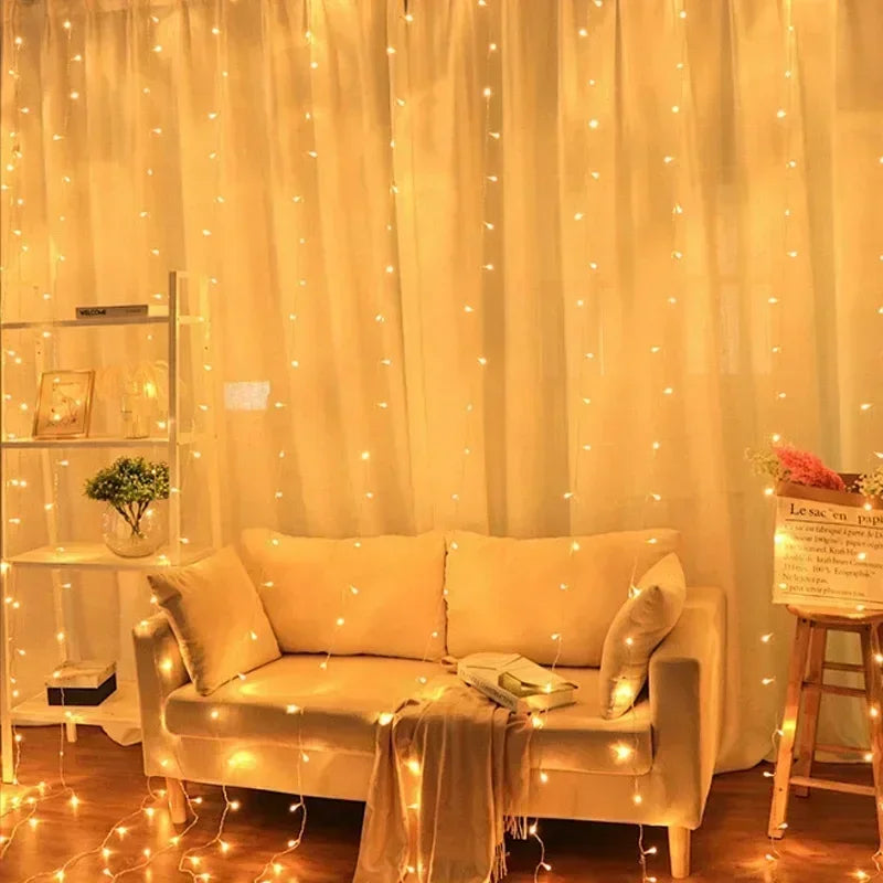 3/4/6M USB Curtain LED String Lights Fairy Lights EID Mubarak Bedroom Wedding Valentine's Day Ramadan Home Decoration 2026