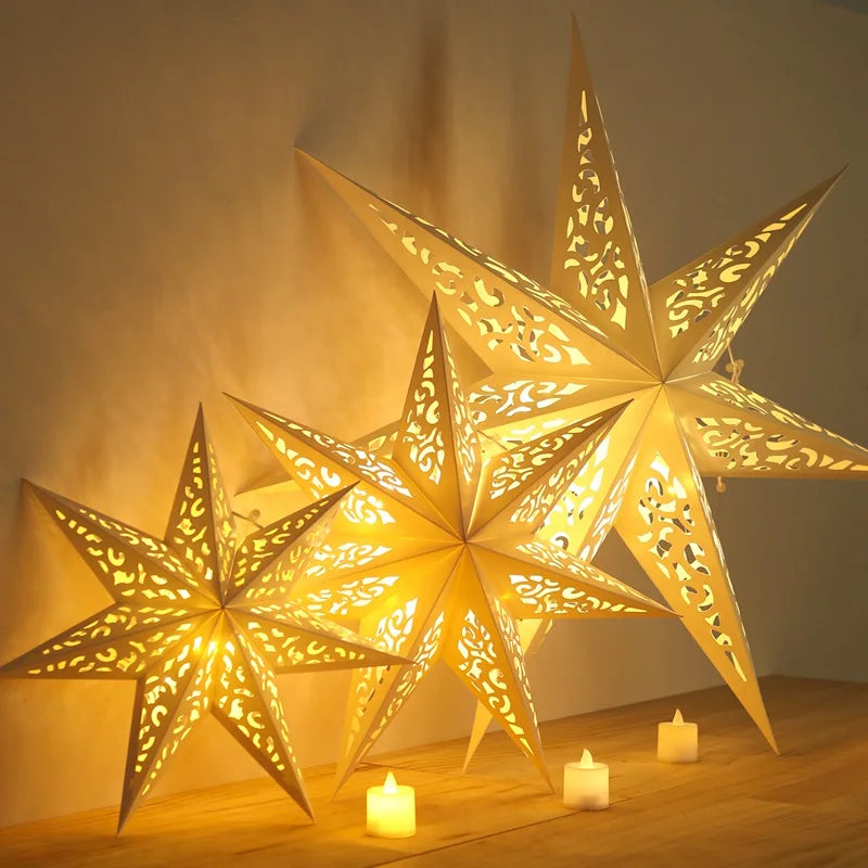 30-75cm Hollow Star Hanging Pendant Eid Mubarak Christmas Ramadan Decoration 2024 Islamic Muslim Party Decor Ramadan Kareem Gift