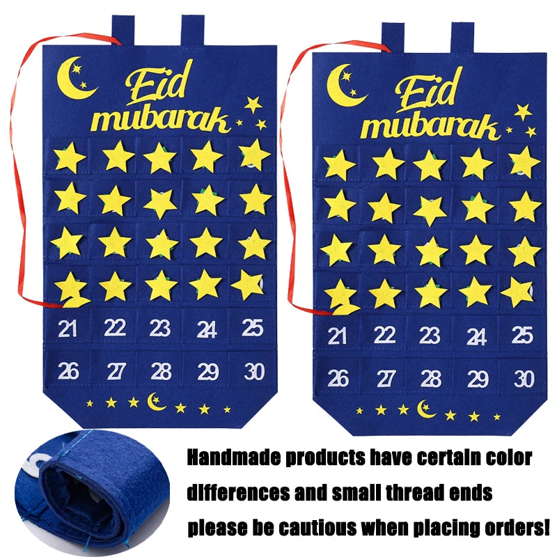 Personalized Ramadan 30 Day Advent Calendar for Muslim Islamic Kid Boy Girl Kareem Eid Al Fitr Wall Hanging Home Decoration Gift