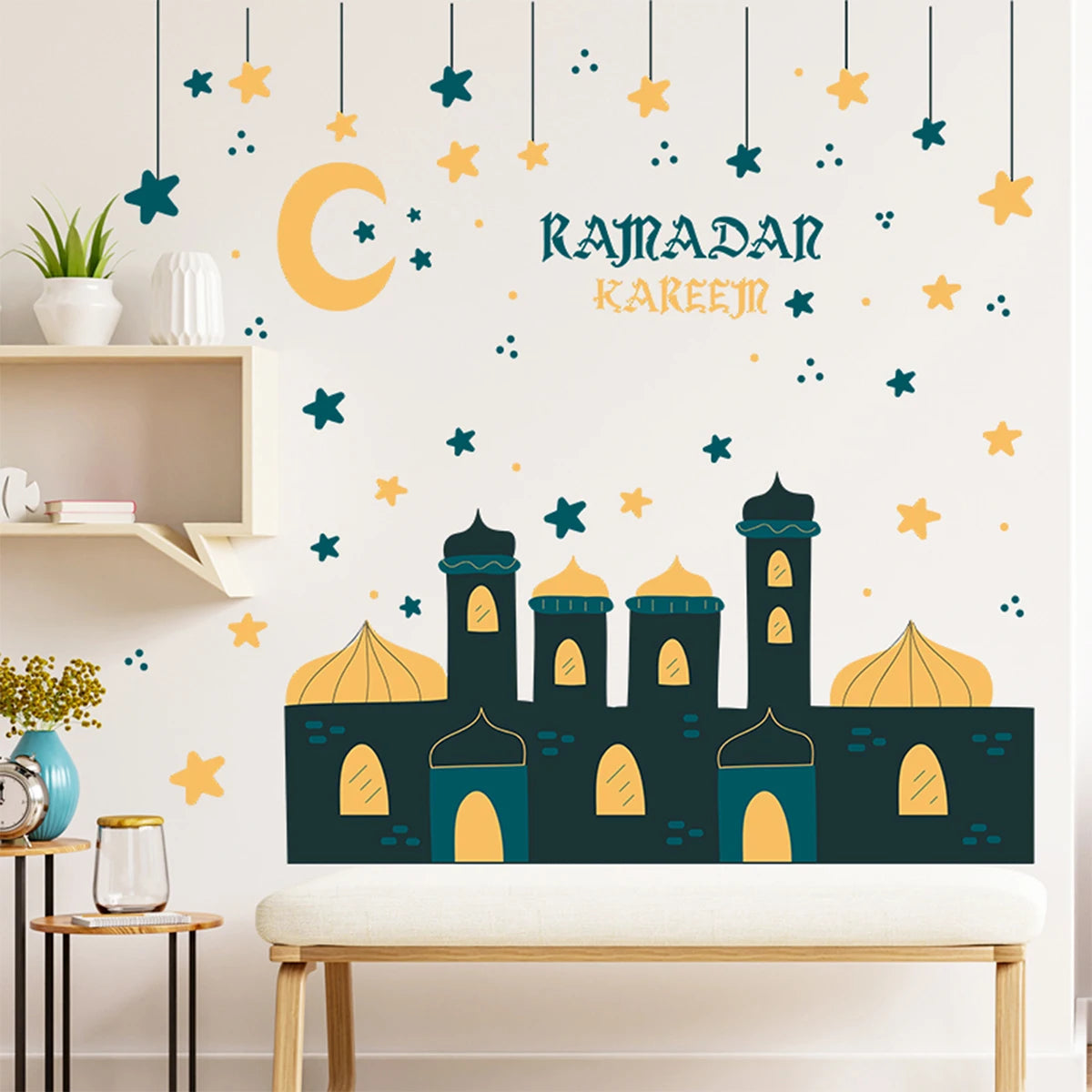 Eid Mubarak Window Sticker 2025 Kareem Ramadan Decor for Home Ramadan Mubarak Wall Sticker Islamic Muslim Wall Decals Decor
