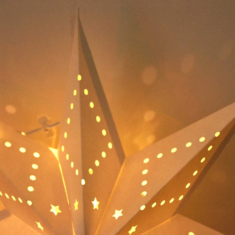 Eid Mubarak Decoration Hollow Star Hanging Pendant Ramadan Kareem LED Light Lantern 2025 Islamic Muslim Party Supplies Birthday