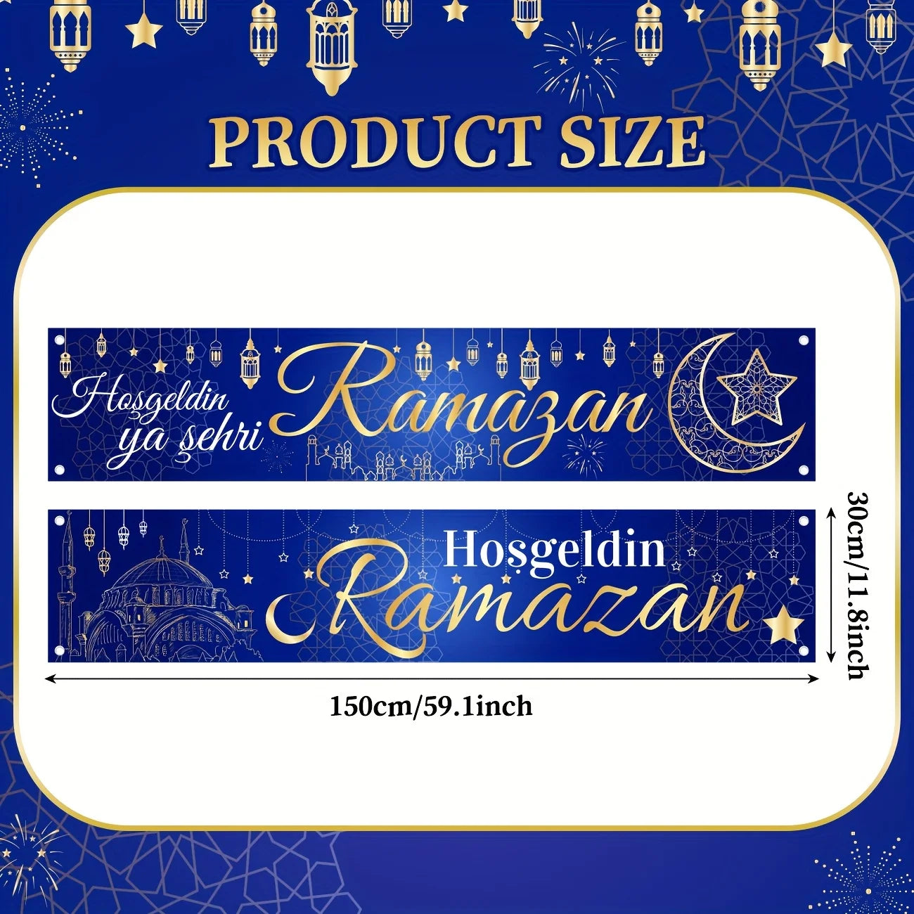 Eid Ramadan Decorations Hoşgedin Ramazan Outdoor Banner Hosgeldin ya sehri Ramazan Backdrop Ramadan Mubarak Backdrop for Muslim