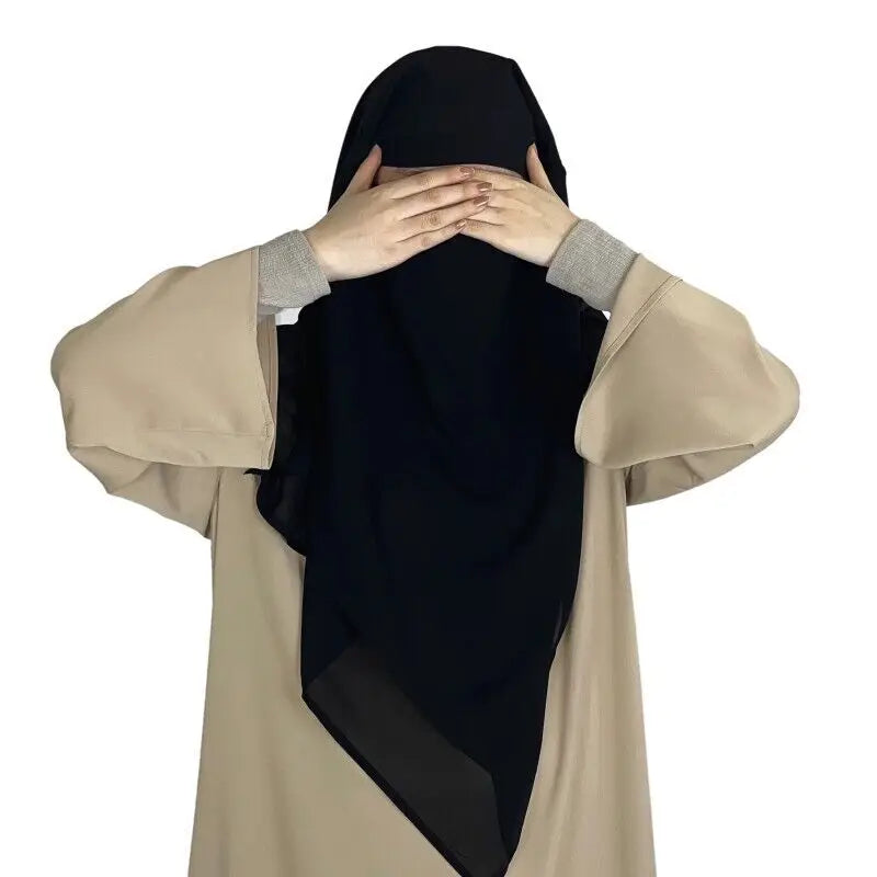 Chiffon Full Cover Scarf Niqab Women Muslim Summer Amira Hijab Islamic Khimar Arab Eid Ramadan Turban Islamic Solid Color