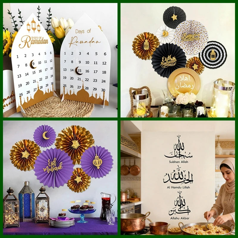 Ramadan Festival Calendar Eid Mubarak Party Wall Decorations Eid Al-Fitr Eid Al-Adha Window Stickers Islamic Festive Decor