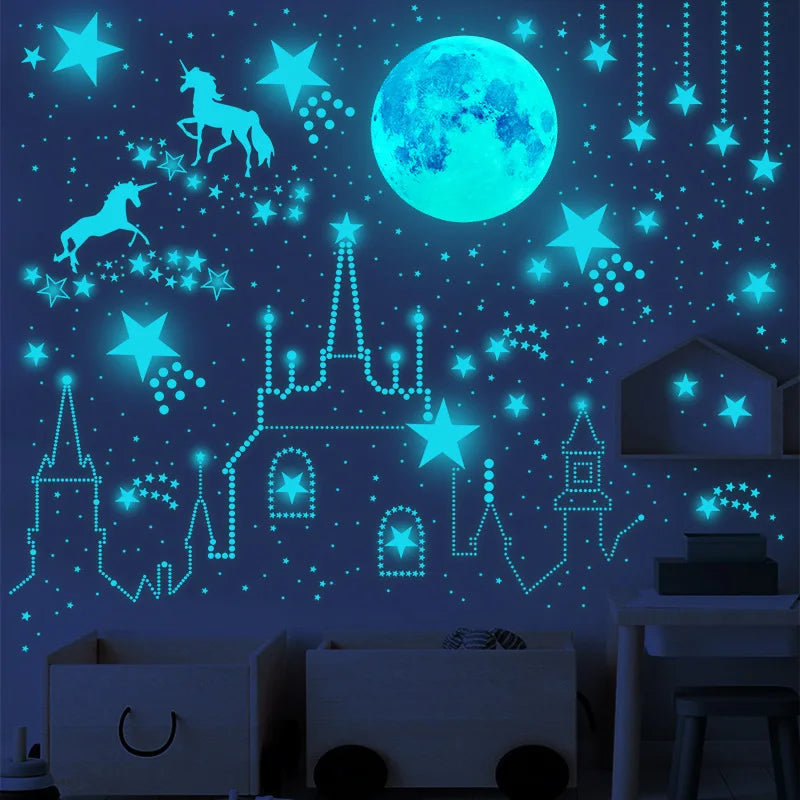 Luminous Moon Stars Wall Stickers for Kids room Bedroom Decor Glow in the dark Earth Wall Decals Noctilucent Stickers Home Decor