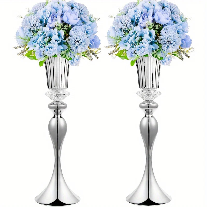 Set of 2/10 Crystal Flower Stands, 22 Tall Vases, Metal Centerpiece Vases for Table Decoration, Christmas, Party Decoration