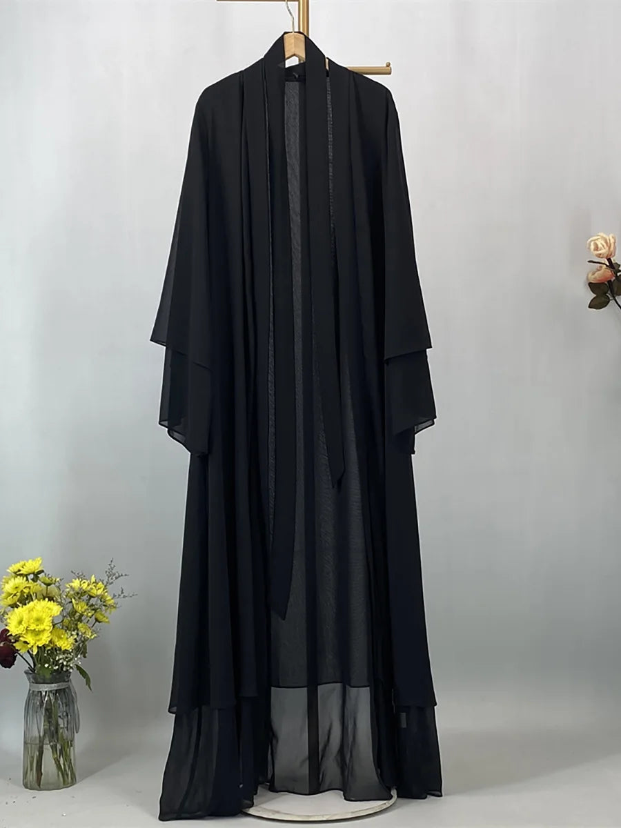 2025 Ramadan Kebaya Chiffon Open Abaya – Modest Women Muslim Kaftan Dress