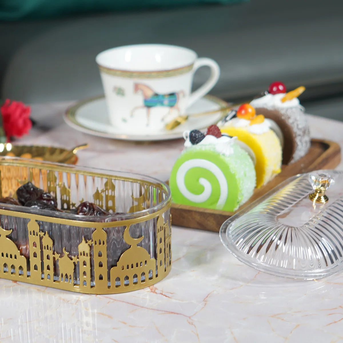 Eid Mubarak Candy Snack Jar Ramadan Kareem Decorations For Home 2025 Islamic Muslim Al-Fitr Party Supplies Star Moon Tray
