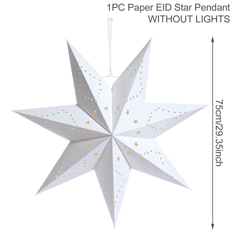 Eid Mubarak Hollow Out Star Hanging Pendant Christmas Ramadan Decor For Home Islam Muslim Party Mubarak Eid Al Adha Kareem