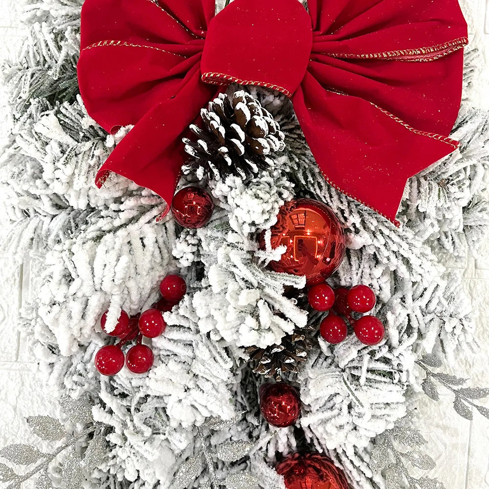 2024 front door Christmas wreath decoration upside down tree vine Christmas door and window decoration supplies