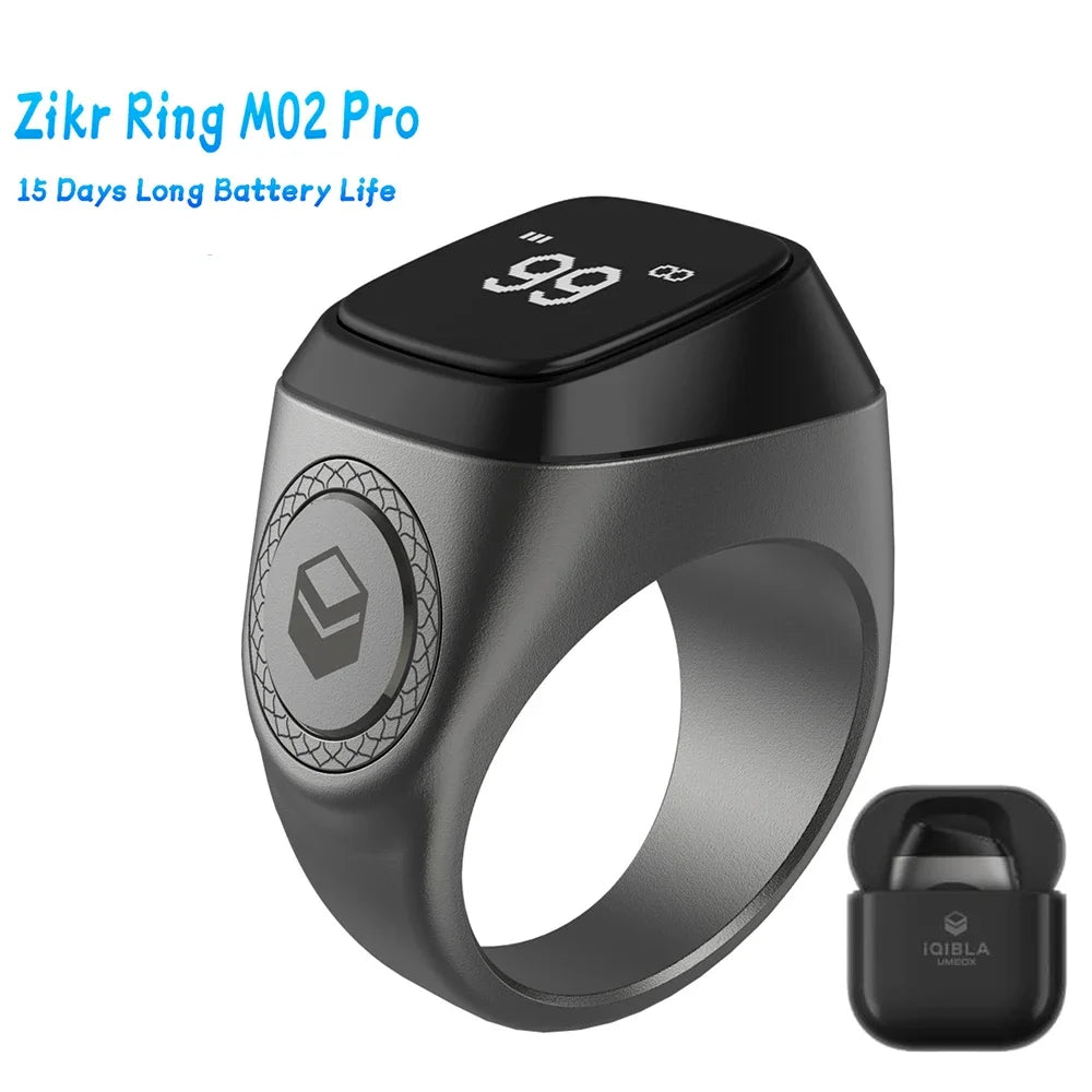 20mm Ring Tasbih Counter with Charging Box Counter Smart Ring Bluetooth-compatible 5.1 Vibration Reminder Zinc Alloy for Muslims