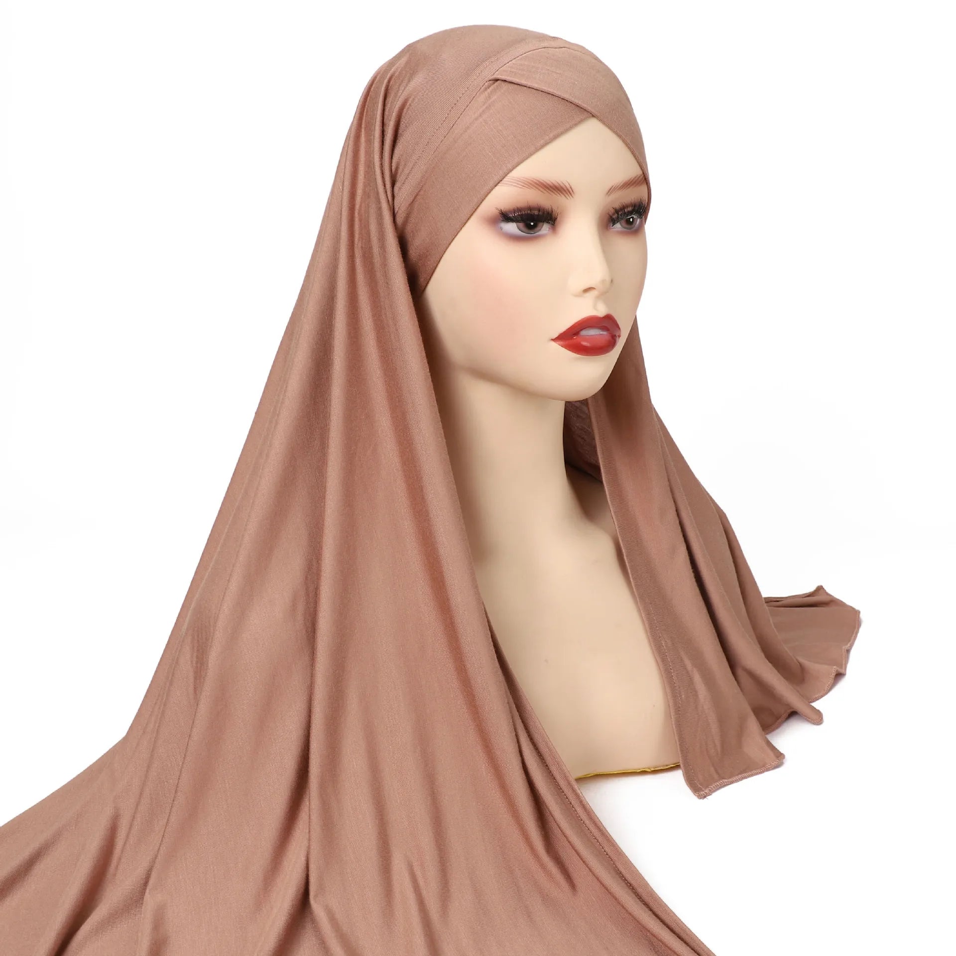 Women Turban Modal Jersey Hijab Lightweight Soft Forehead Cross Instant Hijab Shawls and Wraps Muslim Stretch Head Scarf Mujer