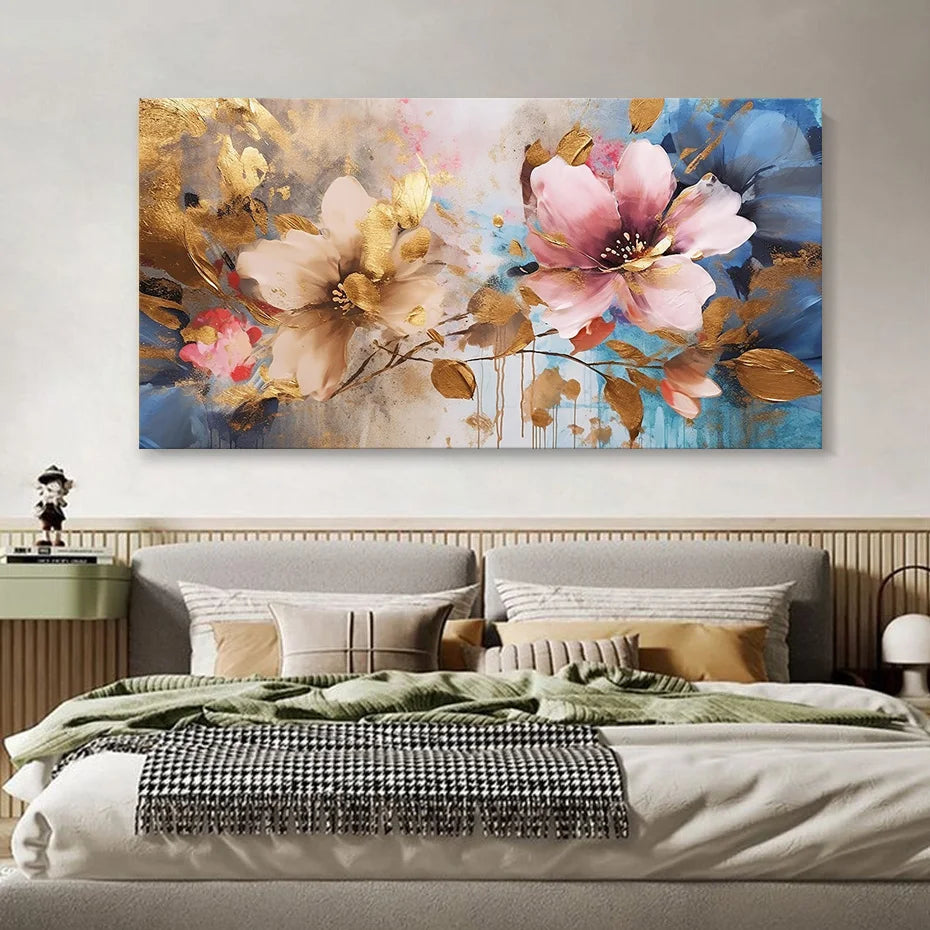 He Castle Decor-Golden Deer Wall Painting With Frame Big Size Wall Art For Living Room Bedroom Drawing Room Hotels-Wooden Framed