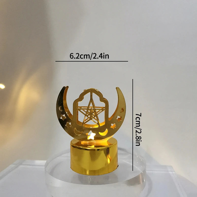 Ramadan Iron Candlestick Candlestick Star Moon Desktop Decoration Display Rack Eid al Fitr Party Table Decoration Lantern Stand