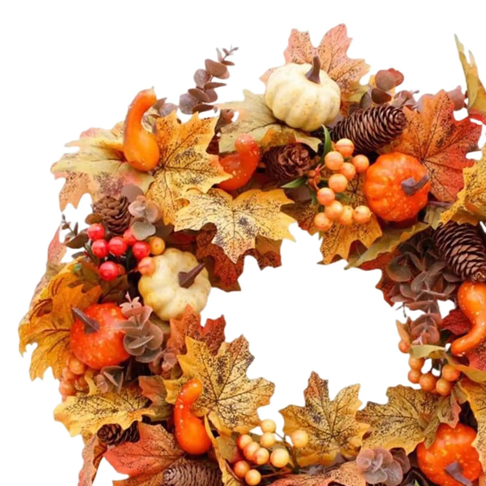 40cm Xmas Autumn Pumpkin Wreath Artificial Door Wreath Decoration Hanging For Christmas Halloween Wreath Home Ornament
