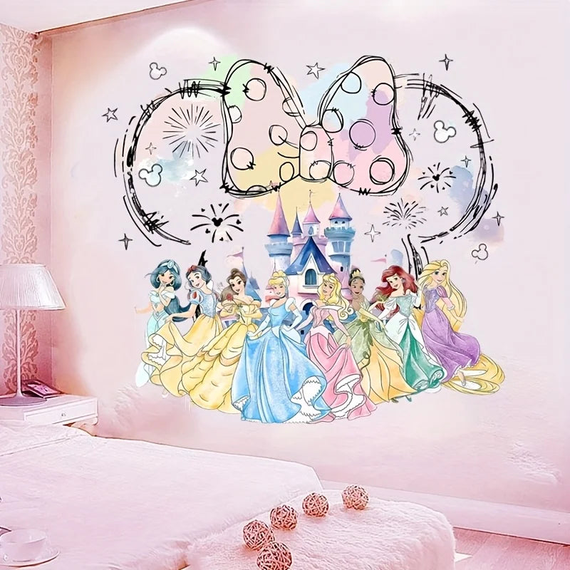 Cartoon Princess Wall Stickers Snow White Cinderella Aurora - PVC Decals for Girls Room Home Decor Mural Art Kids Wall Art