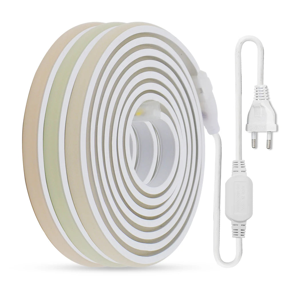 COB LED Strip Neon Light 220V EU UK Plug 288LEDs/M RA90 Flexible Tape Waterproof Led Ribbon for Kitchen Outdoor Garden Lighting