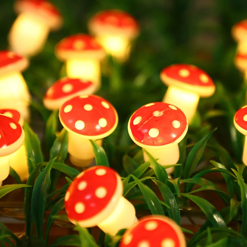 2025 Holiday Mushroom Led String Lights Indoor Room Decoration Battery Navidad Lights Party USB Warm Light Lovely 411