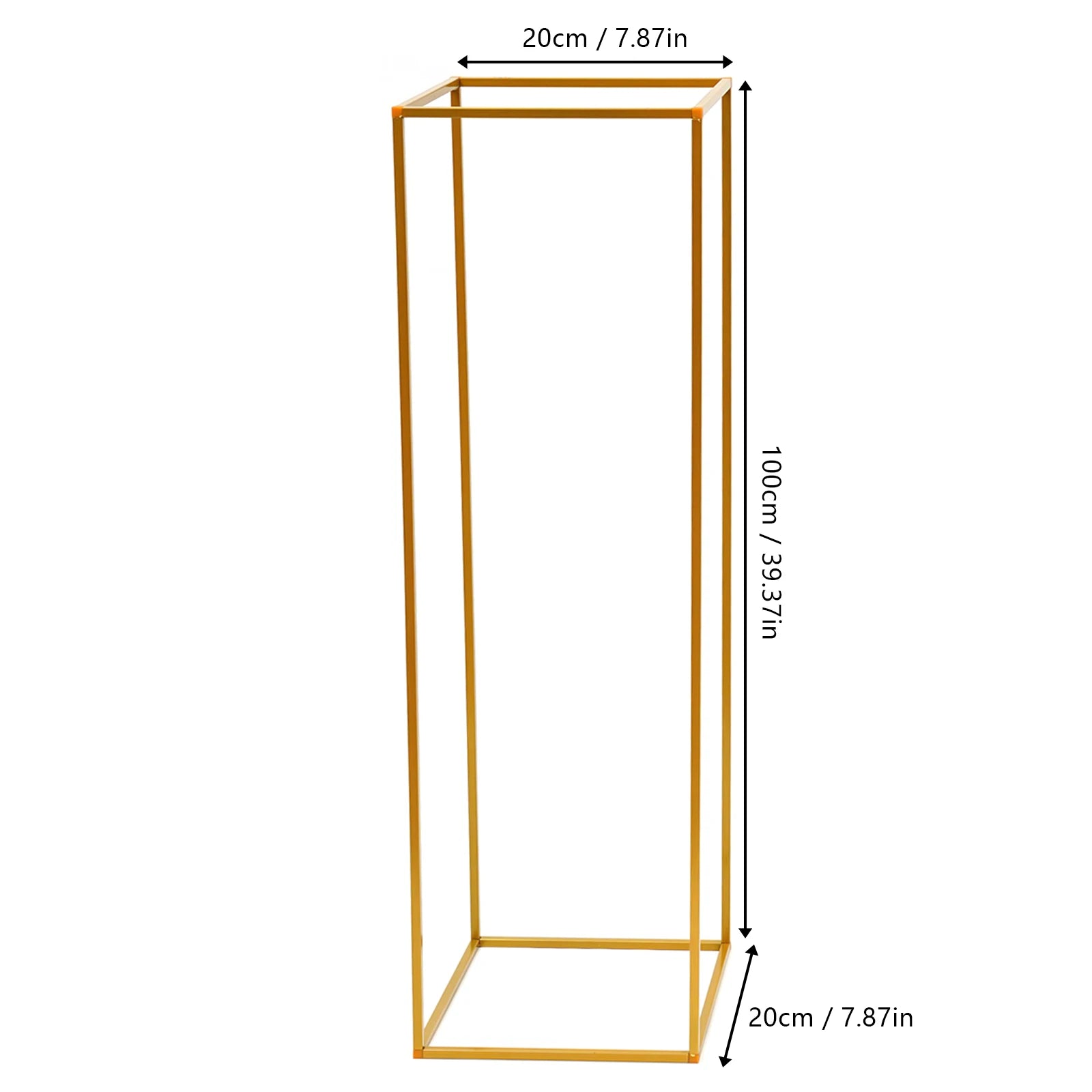 2Pcs Tabletop Flower Stands Metal Square Floral Decor Vase Floor Column Holder Gold Display Rack Road Guide for Wedding Party