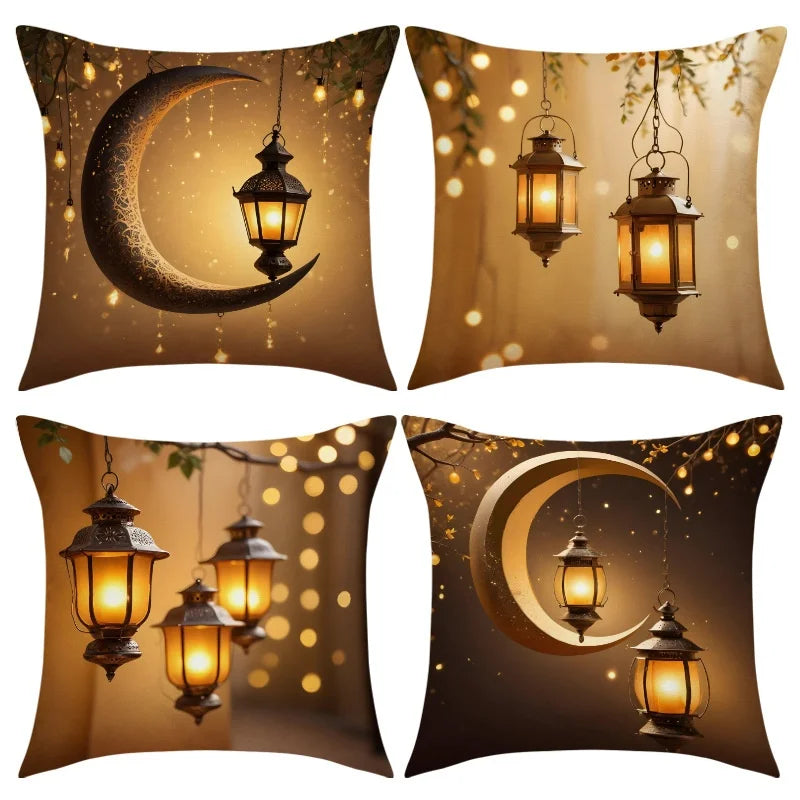 EID Mubarak Decor Cushion Cover Ramadan Decor for Home 2026 Islamic Muslim Ramadan Kareem EID Al Adha Gift Sofa Pillowcase 4Pcs