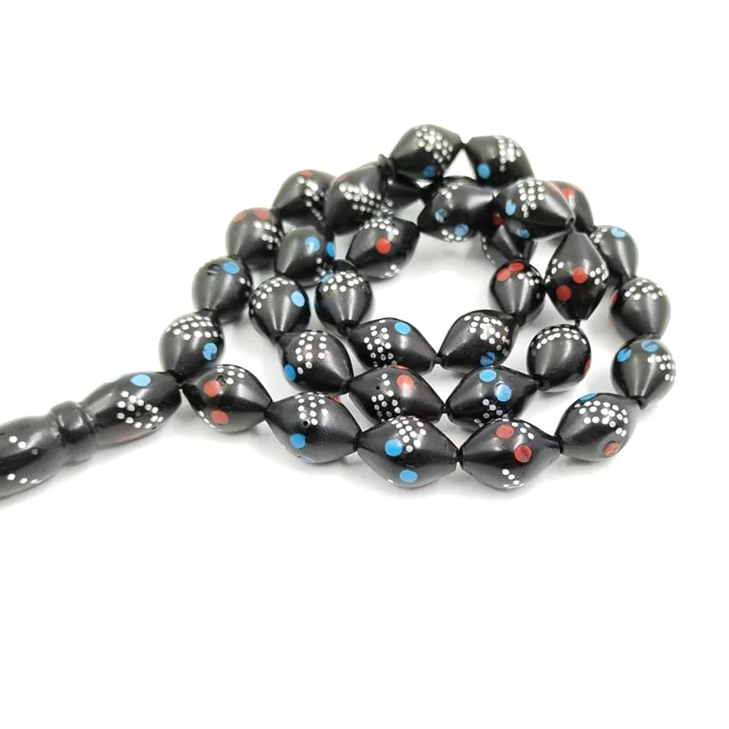 Tasbih Natural kuka Wood Inlaid metal muslim Misbaha prayer beads handmade subha islamic Rosary bead arabic fashion
