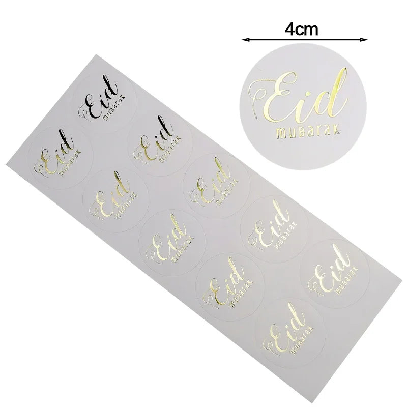 50pcs Gold Star Moon EID Mubarak Sealing Stickers Ramadan Mubarak Gift Lable Sticker Muslim Islamic Party Decor Packing Stickers
