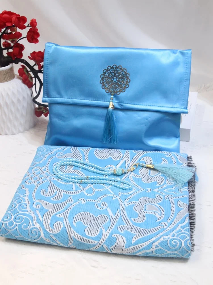 3pcs/set Muslim Prayer Mat Set Middle East Prayer Rug Prayer Beads Portable Travel Worship Blanket With Bag Set Holiday Gift