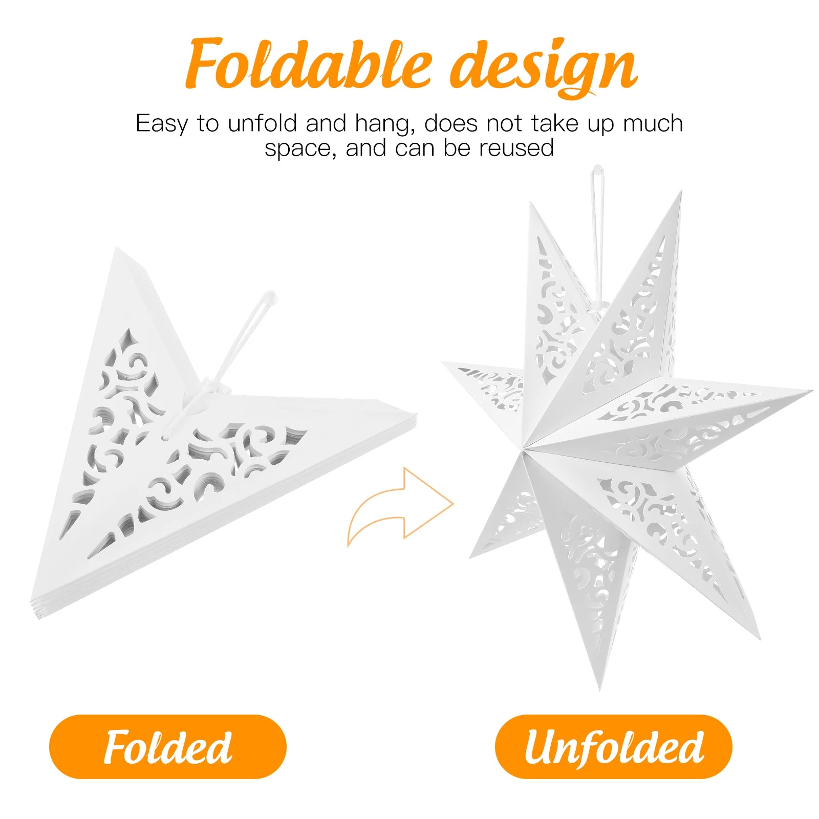 Hollow Out Star Decorative Home Islam Muslim Light Paper Lantern Stars Lampshade Decor Garden Pendant Wedding Party White
