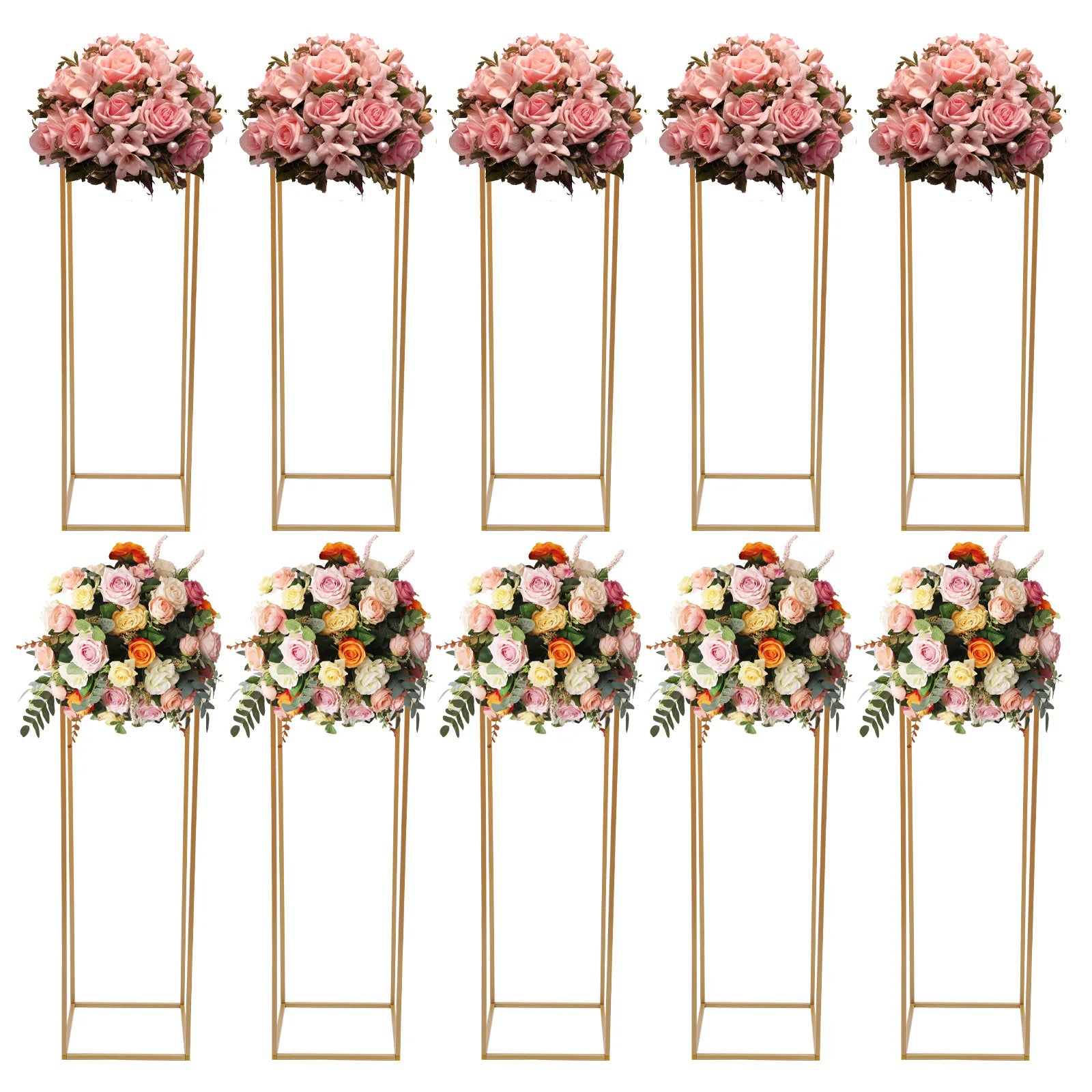 10PCS Metal Flower Stand Geometric Flower Vase Stand Road Lead Rack for Table Centerpieces Party Elegant Floral Arrangement