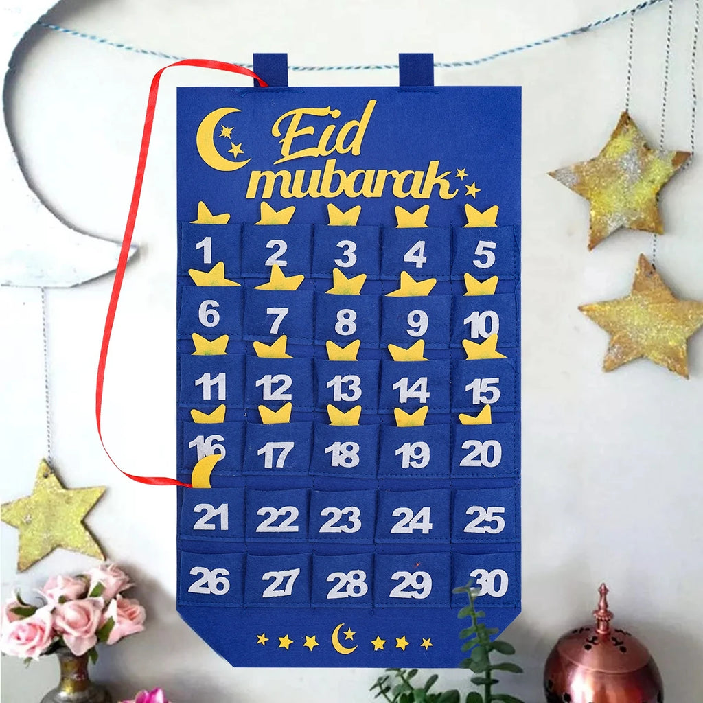 Eid Advent Calendar Ramadan Decoration for Home 2026 Ramadan Kareem Hanging Calendar Islamic Muslim Eid Al Adha Party Supplies