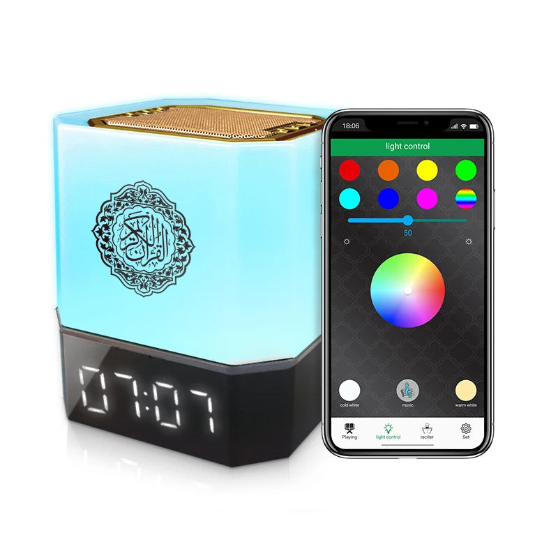Quran Azan Clock Koran Islamic Muslim Bright Night Light Lamp Holy Bluetooth Speaker Wireless Portable Arab Ramadan Caixa De Som
