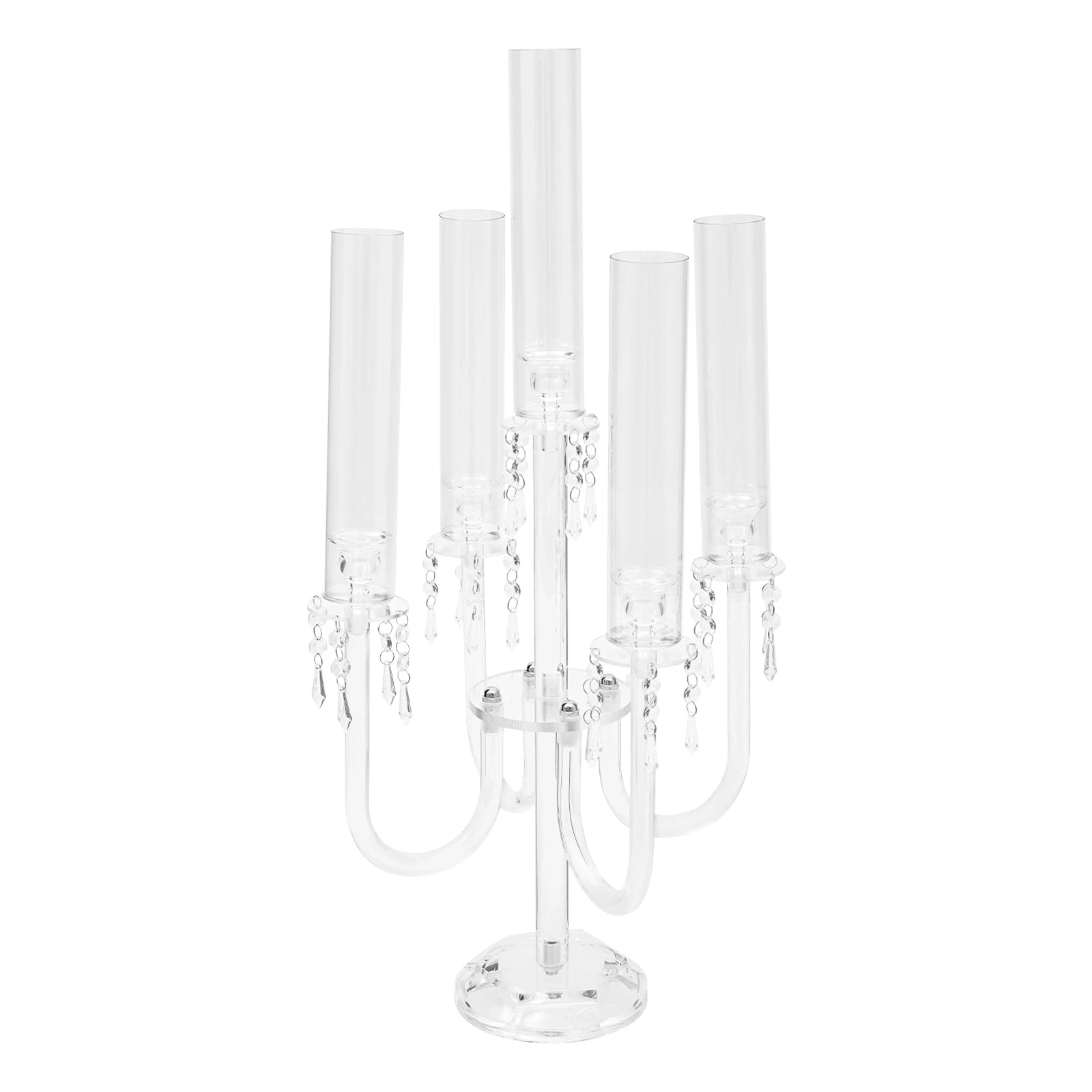 4PCS 4+1 Arms Acrylic Candle Holders  Candelabra Wedding Table Centerpieces Flower Stands Party Candlesticks Decoration