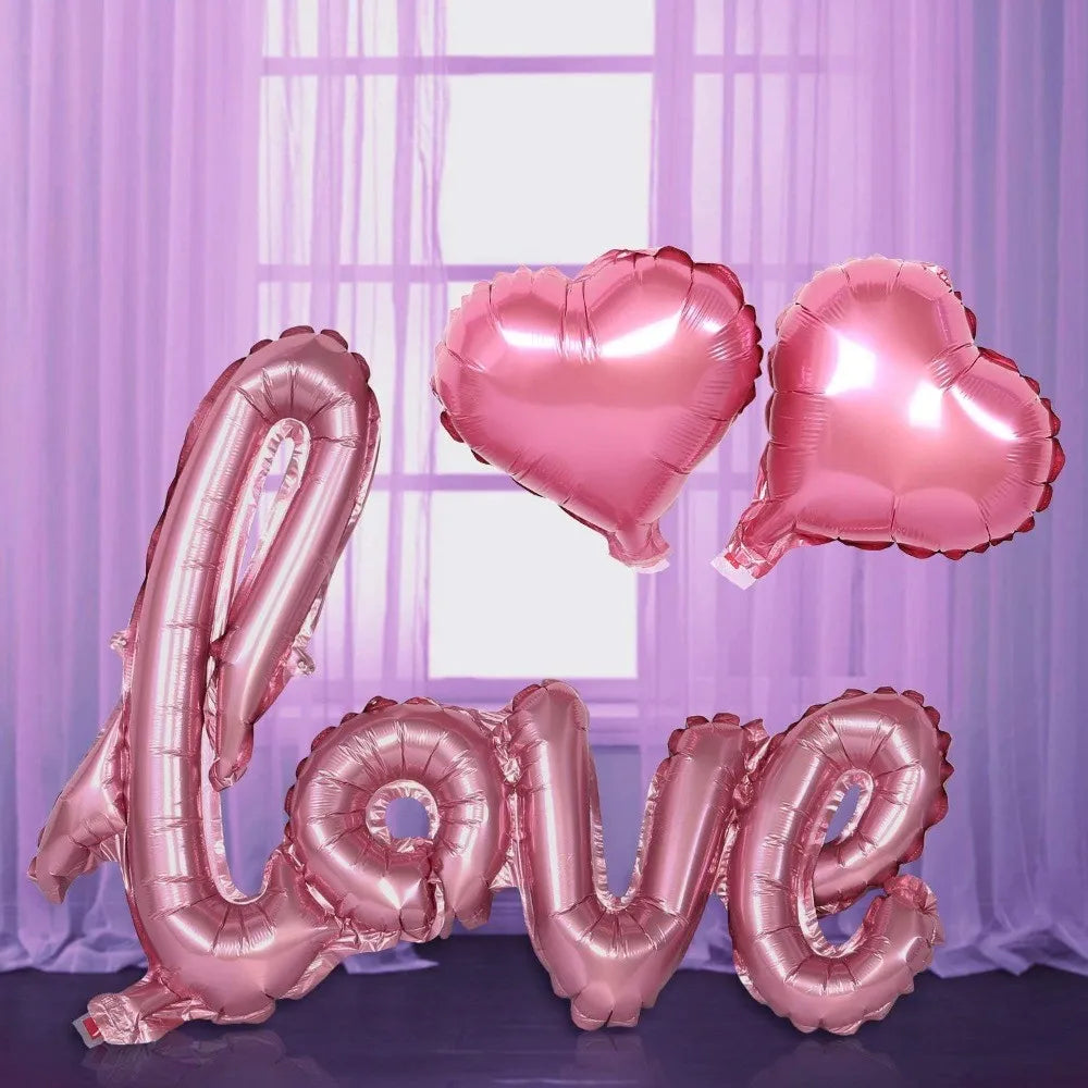 1-5pcs Small Love Foil Balloons 54*38cm Letters with Heart Balloons for Valentines Day Wedding Anniversary Engagement Supplies