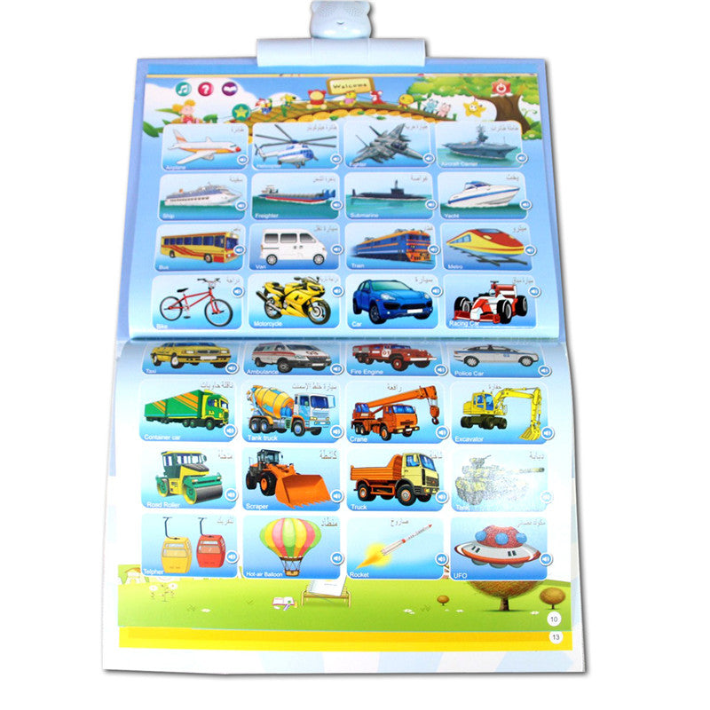2-in-1 Arabic English Sound D Book Interactive Talking Toy for Muslim Kids
